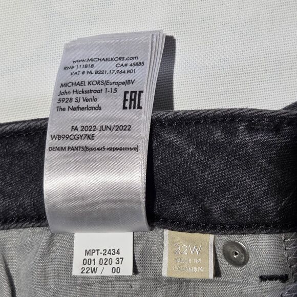 Michael‎ Kors Selma High Rise Ankle Length Skinny Jeans Charcoal 22W - Picture 10 of 12